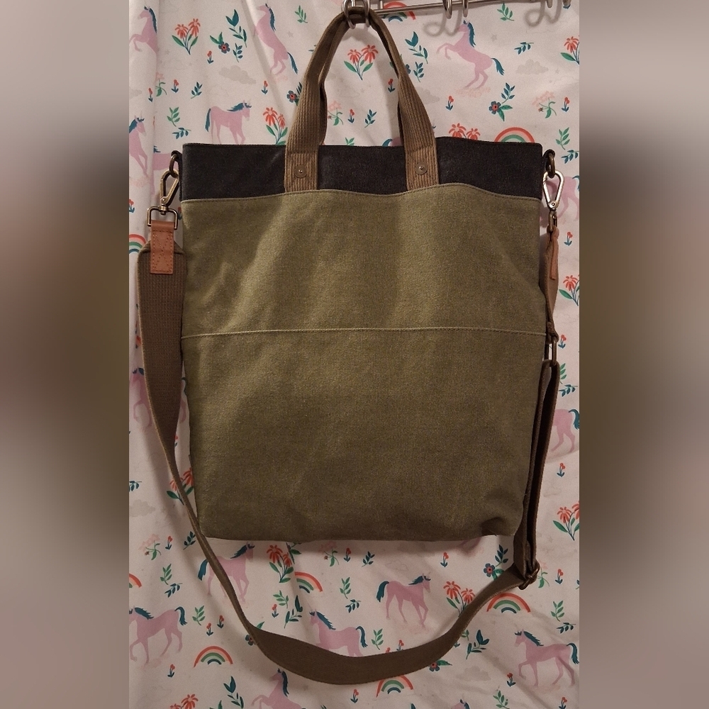 NWOT Feed 25 Go-To Army Green Durable Cotton Casual Unisex Tote Purse Bag - Picture 3 of 14